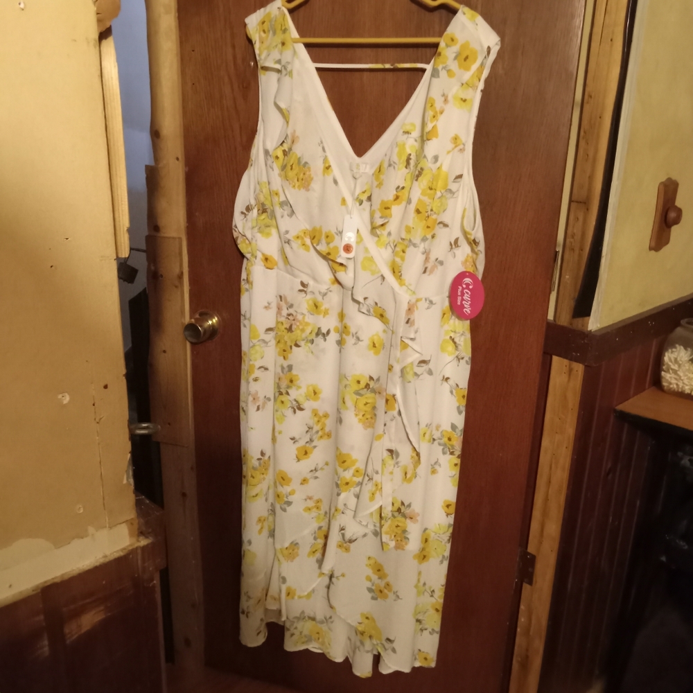 Cacique Floral Dress - White and Yellow